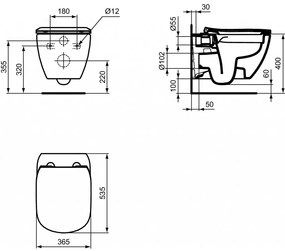 Ideal Standard Tesi - SET Závesné WC RimLS+ + sedátko Soft-Close, biela T536001