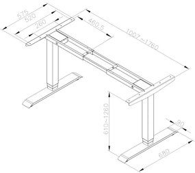 Liftor Vision výškovo nastaviteľný, elektricky polohovateľný stôl