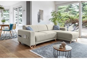 Béžová rozkladacia/s úložným priestorom rohová pohovka Classy Sophie – Miuform