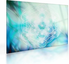 Sklenený obraz - Merkaba v tyrkysovom pozadí (70x50 cm)