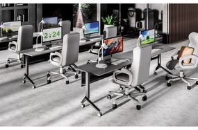 Mobilný stôl PRIMO MOVE, 1800 x 600 mm, biela podnož, dub prírodný