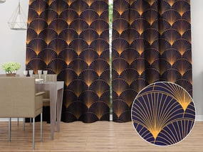 Biante Bavlnený záves Sandra SA-504 Oranžové vejáre na tmavo modrom 150x150 cm