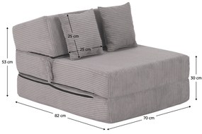 Skladacie kreslo/matrac PELOS, sivá