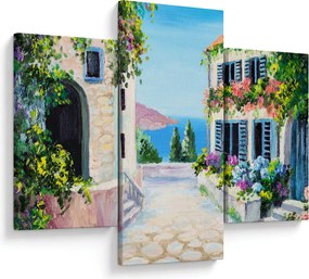Obraz - Grécka ulička, olejomaľba (90x60 cm)