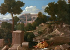 Obraz - Nicolas Poussin, Landscape with Saint John on Patmos, reprodukcia (70x50 cm)