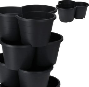 Plastový kvetináč na pestovanie zeleniny Veggie, sada 4ks, 42x17 cm, antracitová