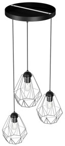 Luster na lanku BERGEN 3xE27/60W/230V čierna/lesklý chróm