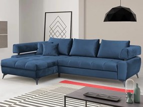 Rohová sedacia súprava Paris, modrá látka, ľavý roh