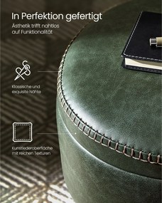 EKHO taburetka, odkladací stolík s úložným priestorom, syntetická koža, zelená