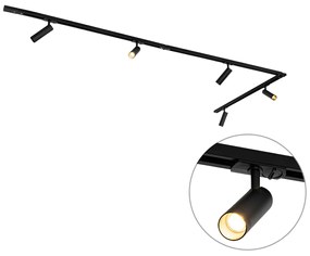 Moderný koľajnicový systém s 5 reflektormi čierny 1-fázový 3,5 cm - Iconic Jeana Luxe