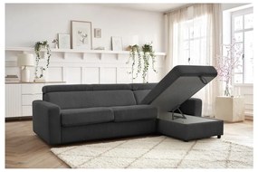 Tmavosivá menčestrová rozkladacia rohová pohovka (variabilná) Monaco – Bobochic Paris