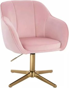 LuxuryForm DESIGN Stolička AVOLA VELUR na zlatom kríži - svetlo ružová