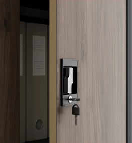 Kovová skriňa s úložným priestorom antracitová/orech, 900x1850x450 mm: TOMASZ Eco Design