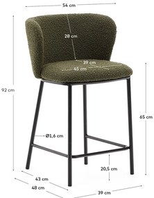 Zelená barová stolička (výška sedadla 65 cm) Ciselia – Kave Home