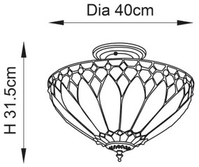 Endon 63978 - Prisadené stropné svietidlo Tiffany BROOKLYN 3xE27/60W/230V, priemer 40 cm