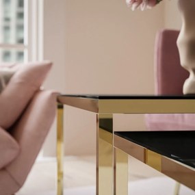 KONFERENČNÝ STOLÍK BELLA GLOSS CHROME 2v1 ZLATÝ LESK + ČIERNE SKLO