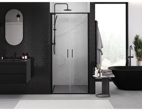 Mexen Exo, dvojkrídlové sprchové dvere 70x200 cm, 6mm číre sklo, čierny profil, 814-070-000-70-00
