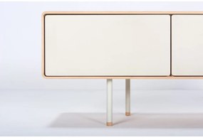 TV stolík z dubového dreva v bielo-prírodnej farbe 160x48 cm Fina – Gazzda