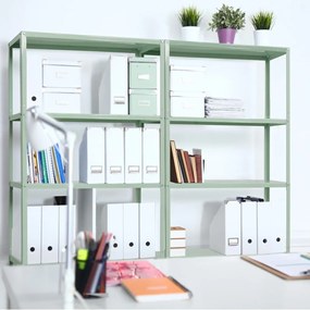 Zelený skrutkový kovový regál 180x90x30, 5 políc, nosnosť 80 kg na jednu policu