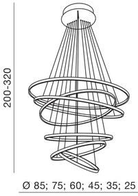 Luxusný luster Wheel 6 Long Dimm zlaté