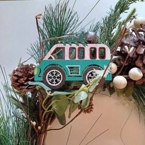 DECOLED Ozdoba, autobus, 12 x 9,5 cm, drevená