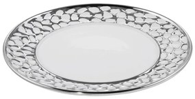 Dekoračný tanier MADLEN 2 biely / strieborný