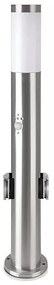 Vonkajšia lampa so senzorom + 2 zásuvkami 1xE27/60W/230V IP44 60cm matný chróm