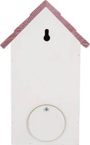 Bielo-fialová drevená vtáčia búdka s kvetmi Birdhouse - 15*10*22 cm