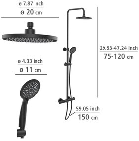 WENKO 25484100 - Sprchový systém WATERSAVING SYSTEM 12x120 cm čierna