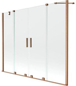 Mexen Velar Duo vaňová zástena dvojkrídlová Posuvný 200 x 150 cm, Priehľadné, kefovaná meď - 896-200-000-02-65