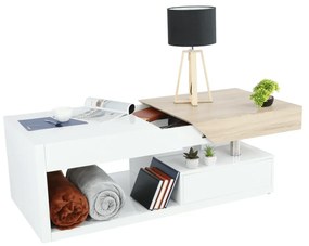 Konferenčný stolík, biely lesk/dub sonoma, MELIDA