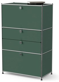 Kovová komoda »CN3« s 2 výklopnými priečinkami a 2 zásuvkami, olivovo zelená