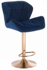 LuxuryForm Barová stolička MILANO VELUR na zlatom tanieri - modrá