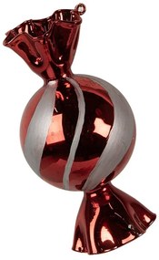 Červenobiela sklenená vianočná ozdoba cukrík - Ø 7*13 cm