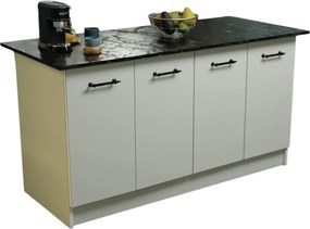 Kuchynský ostrovček VERRI, biela/čierny mramor