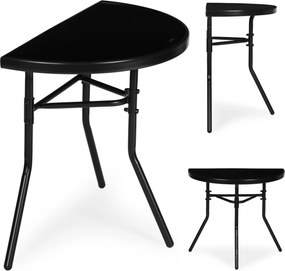 MultiGarden Polkruhový sklenený stolík na balkón a terasu - čierny MultiGarden