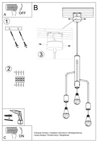 Luster na lanku DUOMO 3M 3xE27/60W/230V čierna