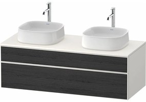 DURAVIT Zencha závesná skrinka pod dve umývadlá na dosku, 2 zásuvky, 1300 x 550 x 442 mm, dub čierny/biela super matná, ZE4823B16840000