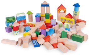 Drevené kocky vo vedierku so sorterom, 100 ks ECOTOYS 2003