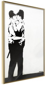 Artgeist Plagát - Policemen Kissing [Poster] Veľkosť: 20x30, Verzia: Zlatý rám s passe-partout