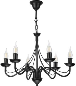 Luster na reťazi ANTON 6xE14/60W/230V čierny