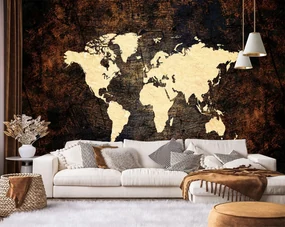 Gario Fototapeta Mapa sveta v hnedej farbe Materiál: Vliesová, Rozmery: 400 x 280 cm