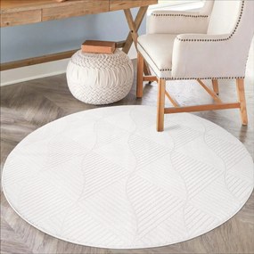 Dekorstudio Okrúhly jednofarebný koberec FANCY 904 -  smotanovo biely Priemer koberca: 200cm