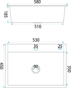 Rea Liam, oceľový kuchynský drez 530x450x200mm + sifón, brúsená oceľ, ZLE-06006