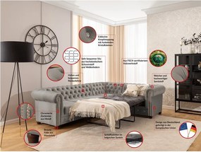 Sivá zamatová rozkladacia rohová pohovka (pravý roh/do L) York Blik – Ropez