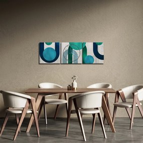 Obraz - Čiary a kruhové tvary (s hodinami) (90x30 cm)