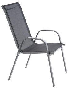 GARTHEN záhradné stohovateľné stoličky, čierna / tm.šedá, 6