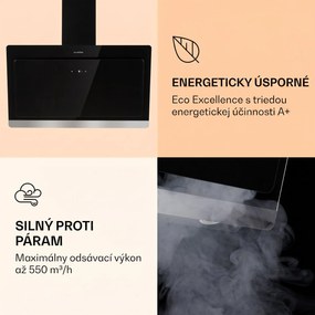 Klarstein Aurora Eco 90, digestor, 90 cm, nástenný, 585 m³/h, A+, dotykové ovládanie, čierny