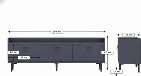 TV stolík PIENA 160 cm, antracitový