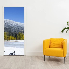 Fototapeta na dvere - Zasnežené hory v zime (95x205cm)